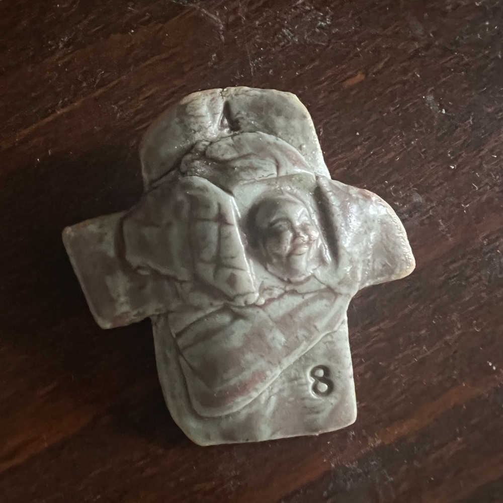 Funky handmade ceramic pin from artist Brooch Buddha